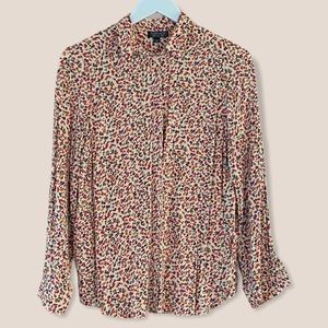 Topshop floral button up down collar top size 4